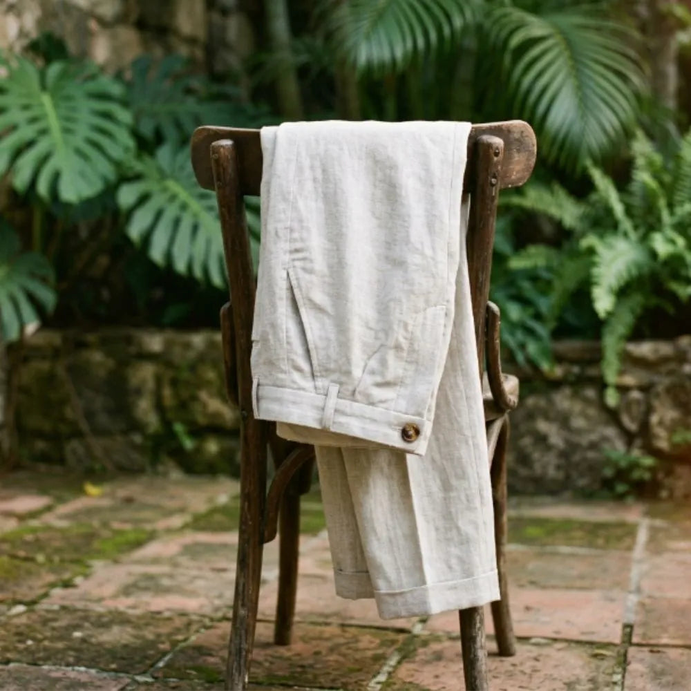 Calças Masculinas 100% Linho Belga