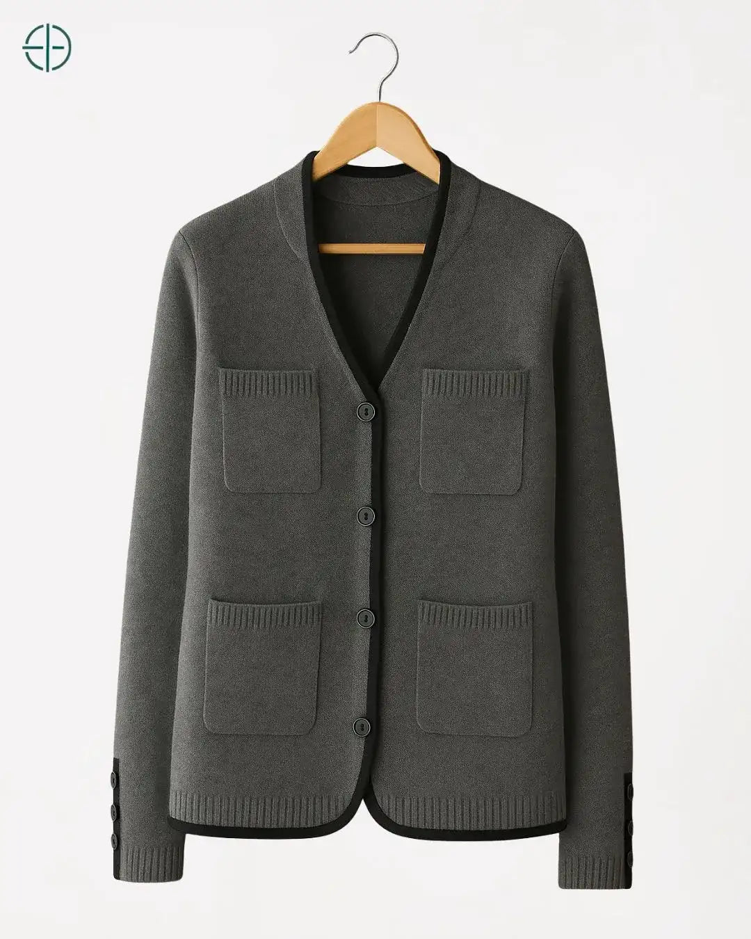 Jaqueta com Debrum Contrastante 100% Caxemira | Rest Money™