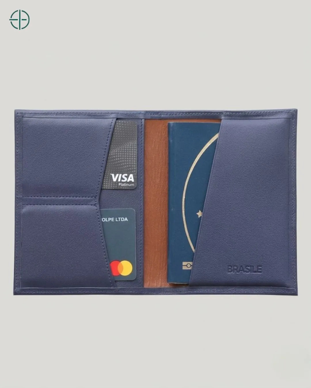 Porta Passaporte Masculino Brasil Azul 100% Couro Legítimo | Rest Money™