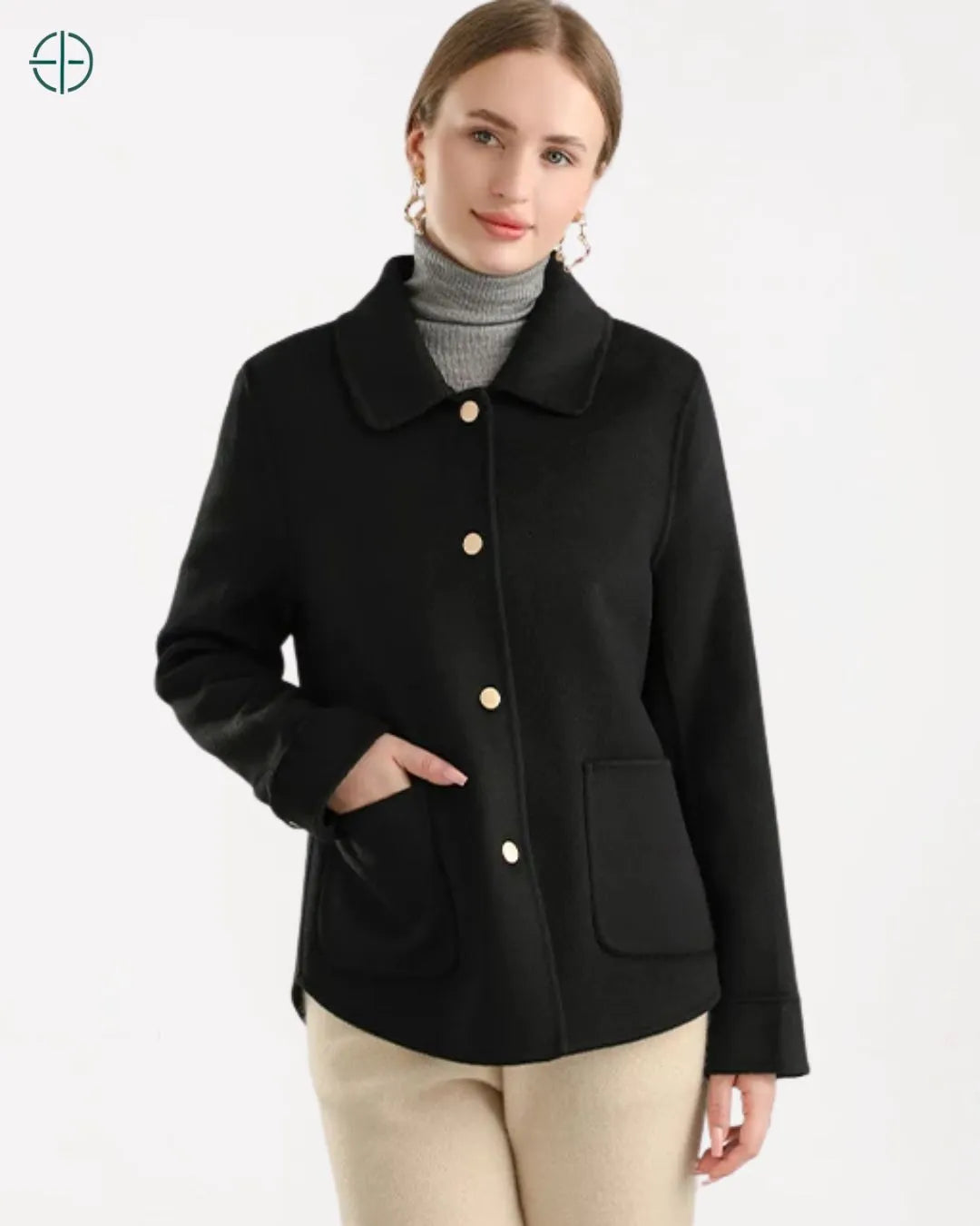 Jaqueta de Botões e Bolsos Quadrados 100% Caxemira | Rest Money™