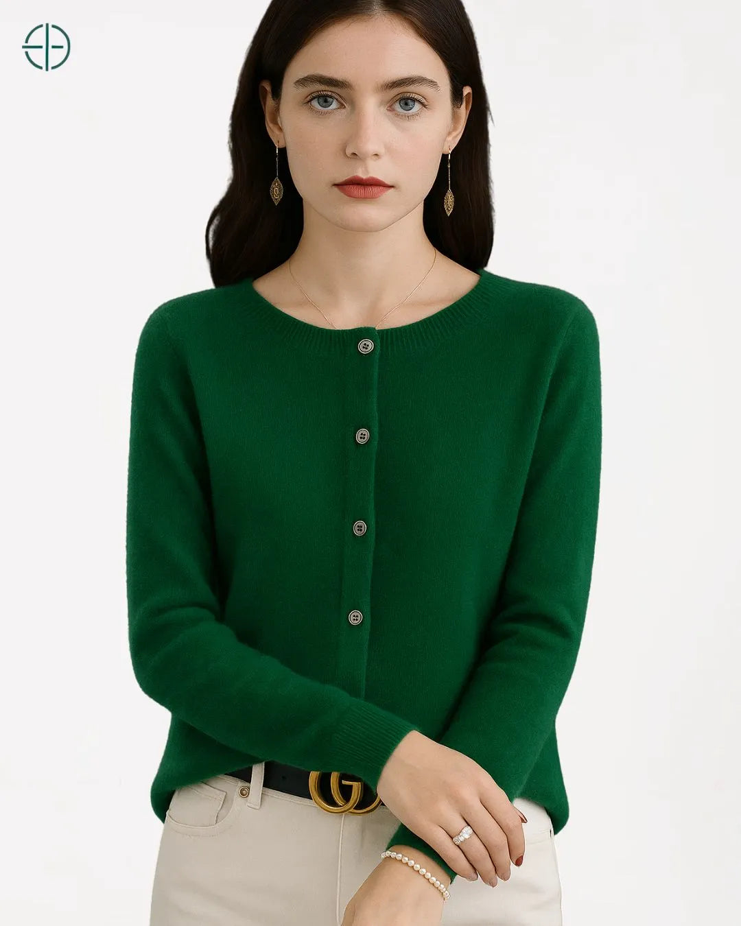 Suéter de Botões Gola Redonda 100% Caxemira | Rest Money™