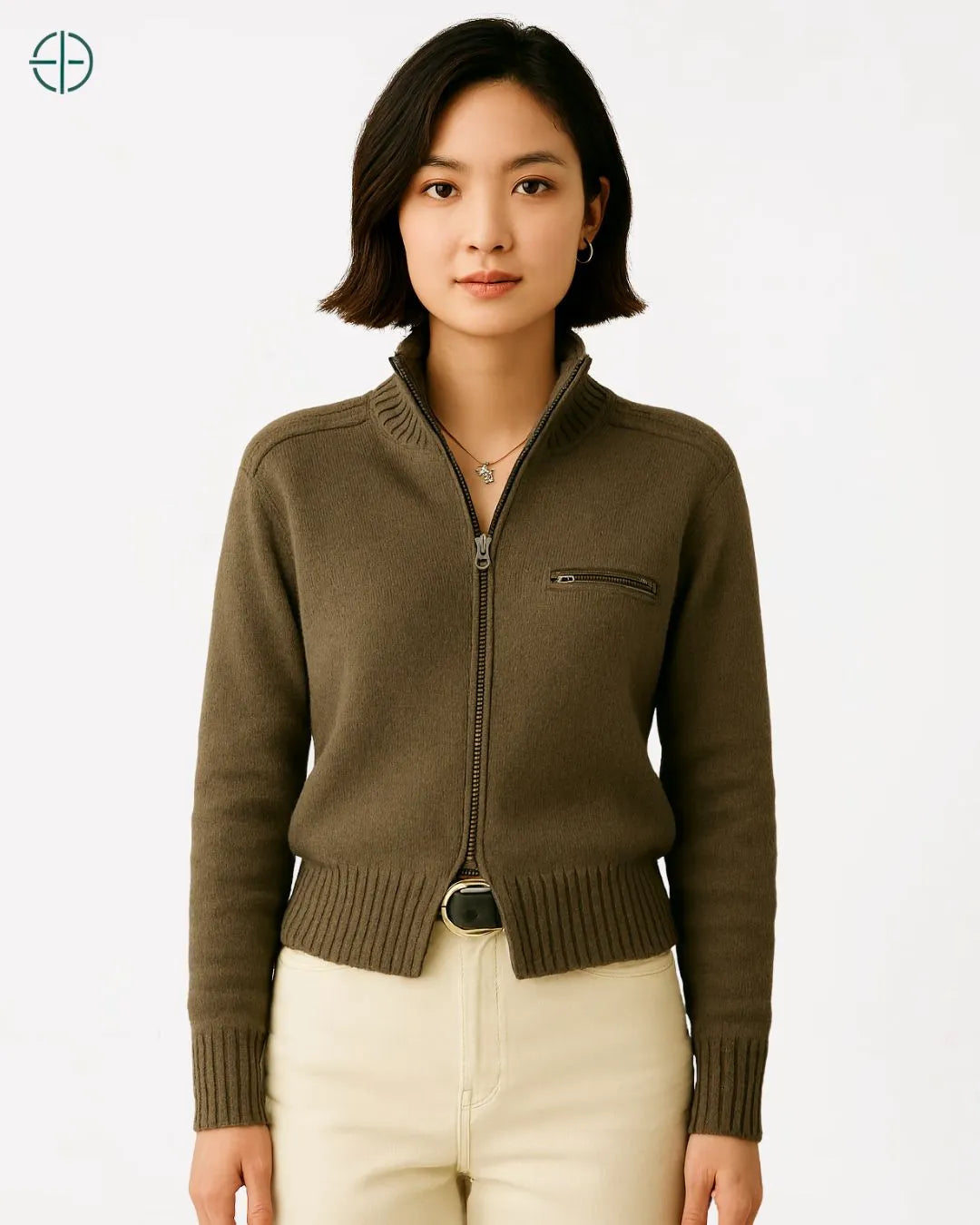 Jaqueta com Zíper e Bolso Frontal 100% Caxemira | Rest Money™