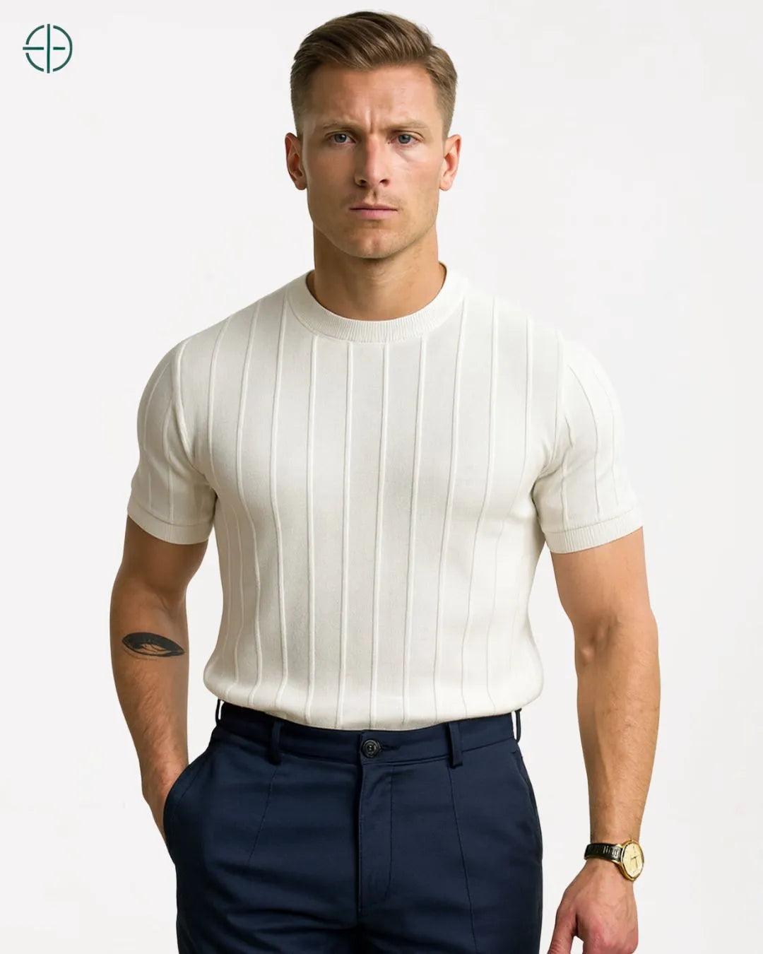 Camiseta Canelada Masculina Branca | Rest Money™