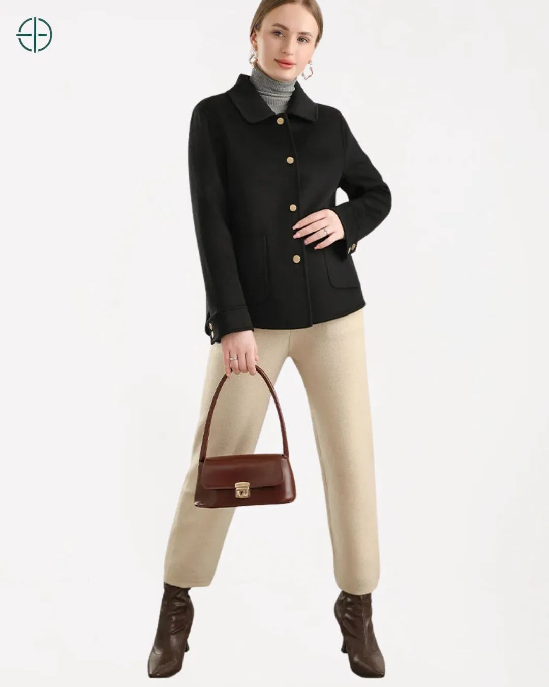 Jaqueta de Botões e Bolsos Quadrados 100% Caxemira | Rest Money™