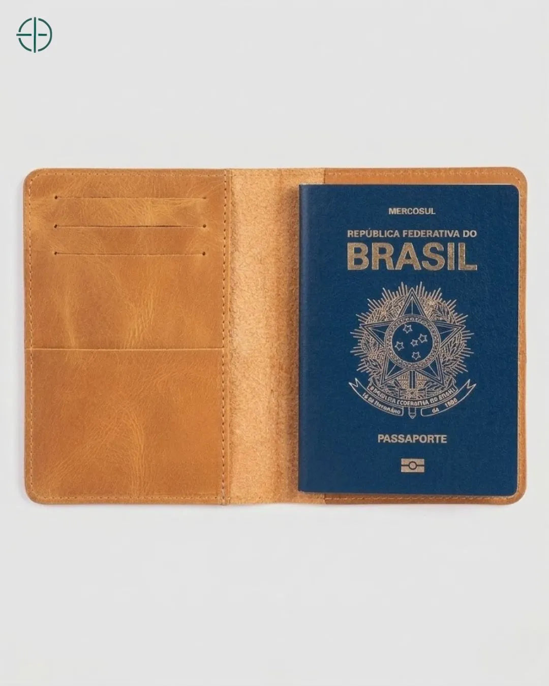 Porta Passaporte Masculino Sidney Laranja 100% Couro Legítimo | Rest Money™