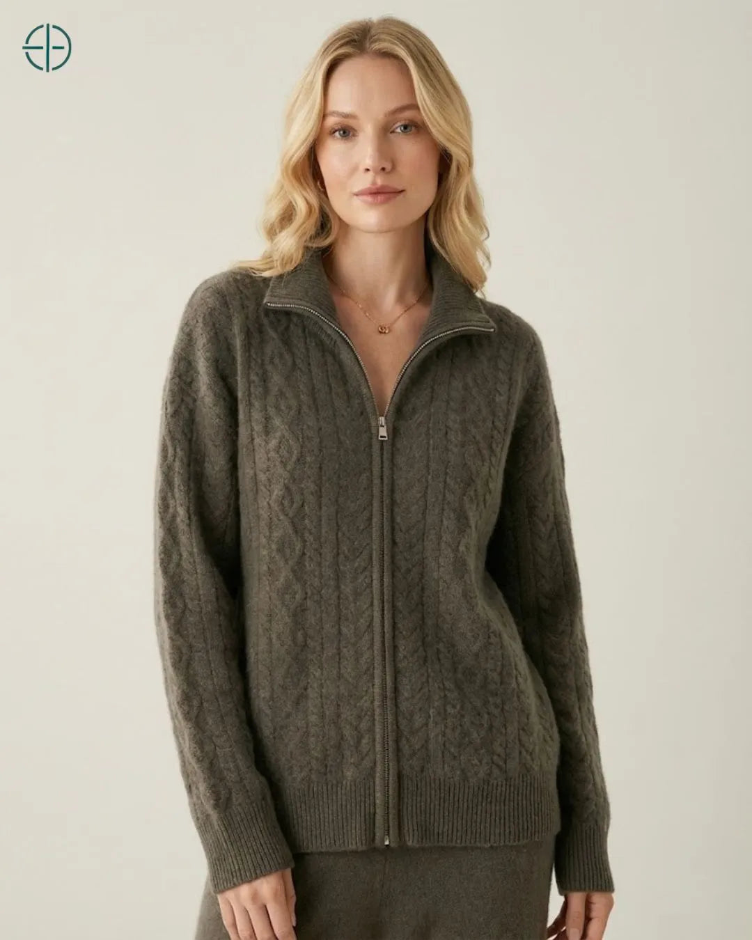Suéter Feminino Cecília Verde 100% Cashmere | Rest Money™