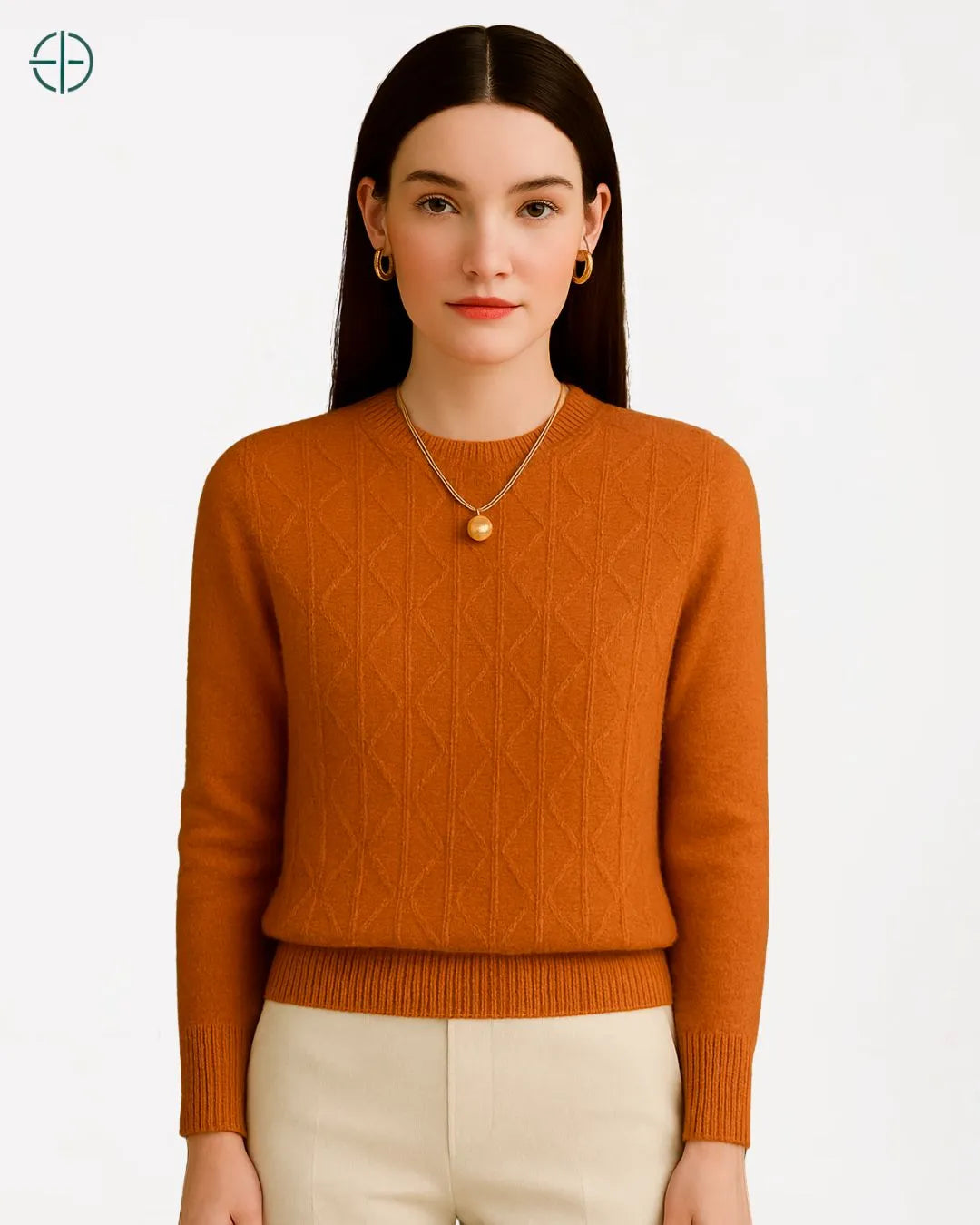 Suéter Gola Redonda Texturizado 100% Caxemira | Rest Money™