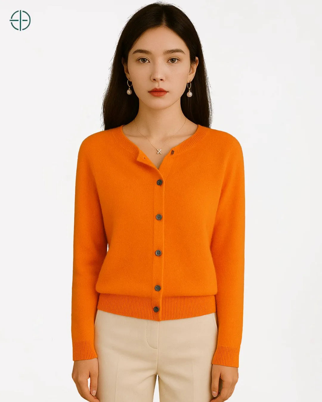 Suéter de Botões Gola Redonda 100% Caxemira | Rest Money™