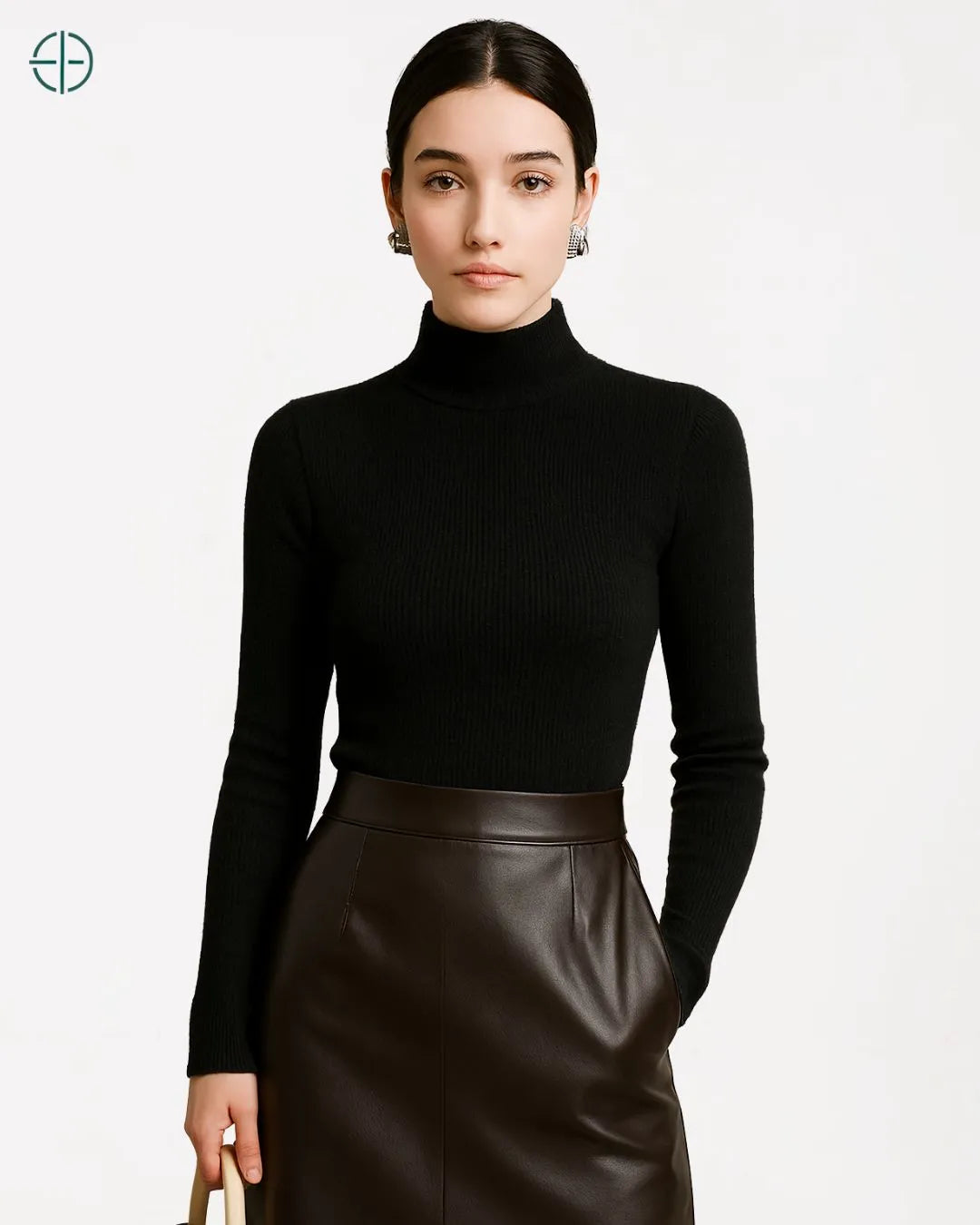 Suéter Gola Alta Canelado Slim 100% Caxemira | Rest Money™