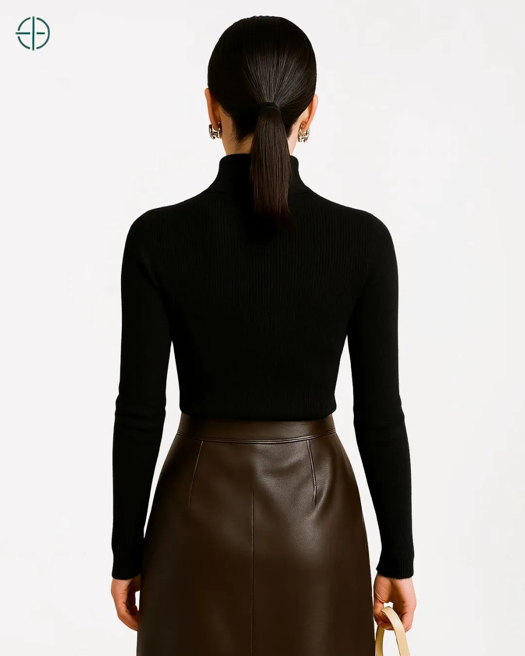 Suéter Gola Alta Canelado Slim 100% Caxemira | Rest Money™