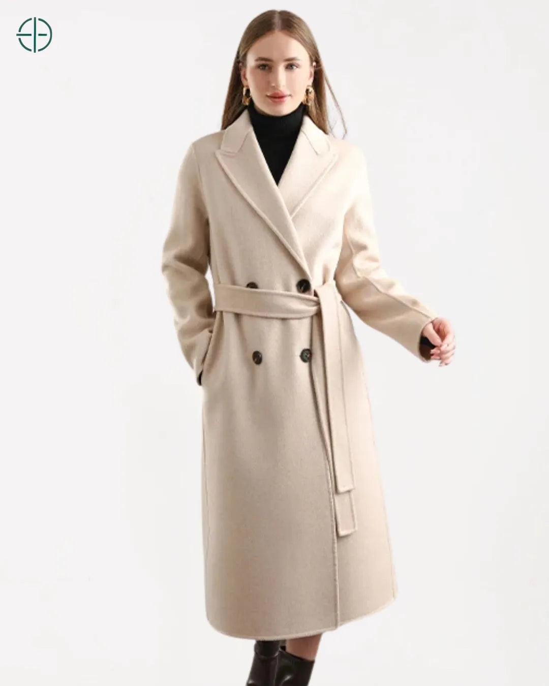 Sobretudo Transpassado com Cinto 100% Caxemira | Rest Money™