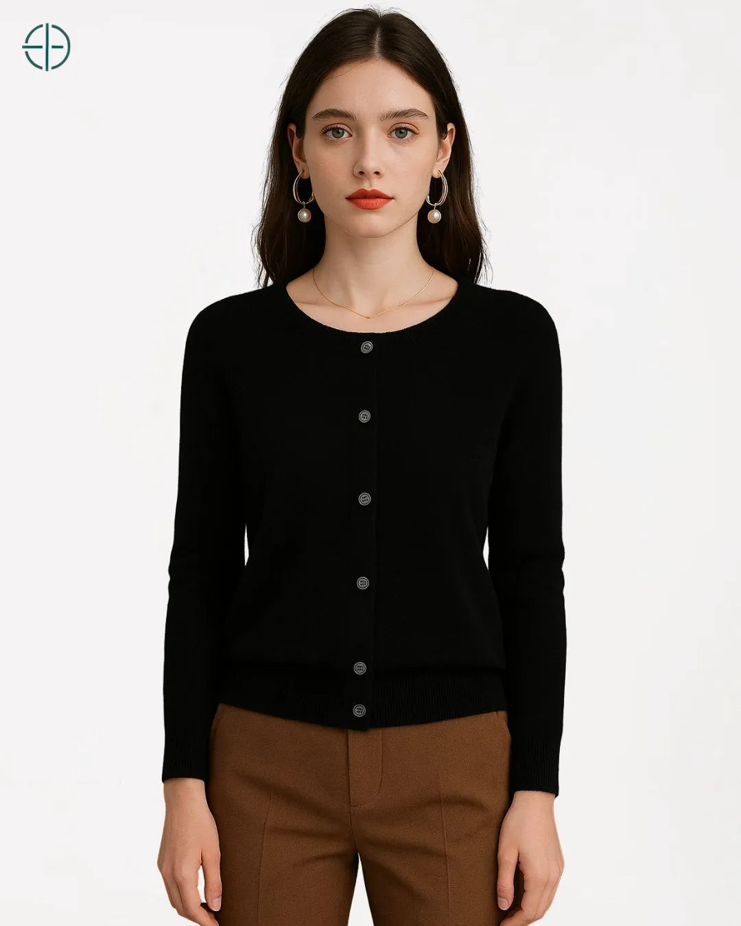 Suéter de Botões Gola Redonda 100% Caxemira | Rest Money™