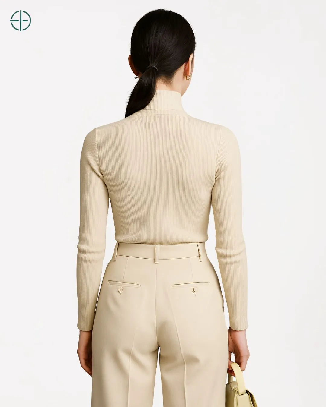 Suéter Gola Alta Canelado Slim 100% Caxemira | Rest Money™