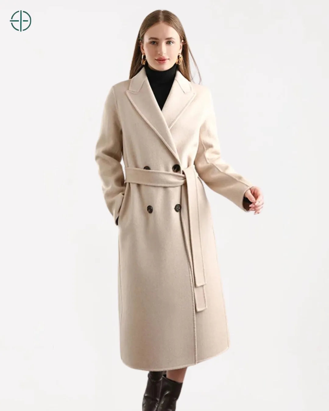 Sobretudo Transpassado com Cinto 100% Caxemira | Rest Money™