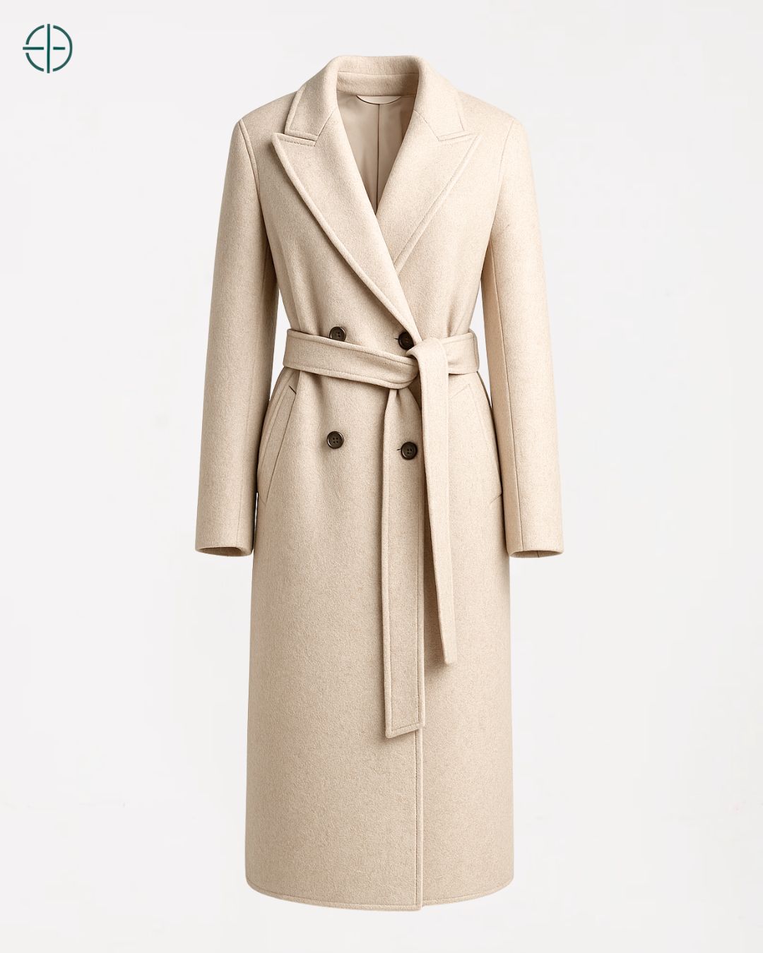 Sobretudo Transpassado com Cinto 100% Caxemira | Rest Money™