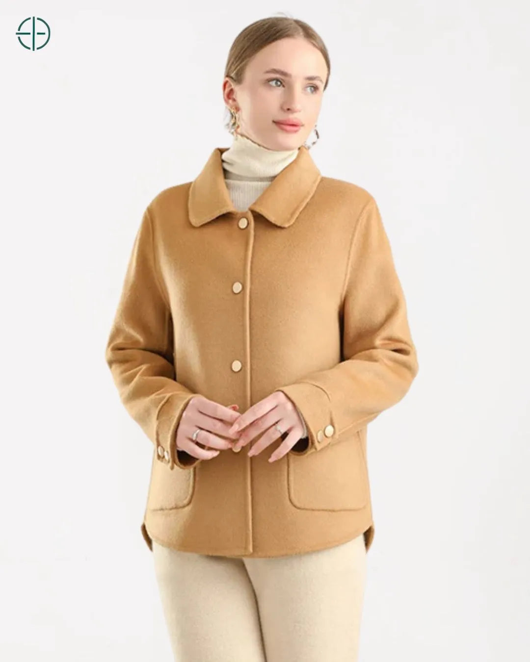 Jaqueta de Botões e Bolsos Quadrados 100% Caxemira | Rest Money™