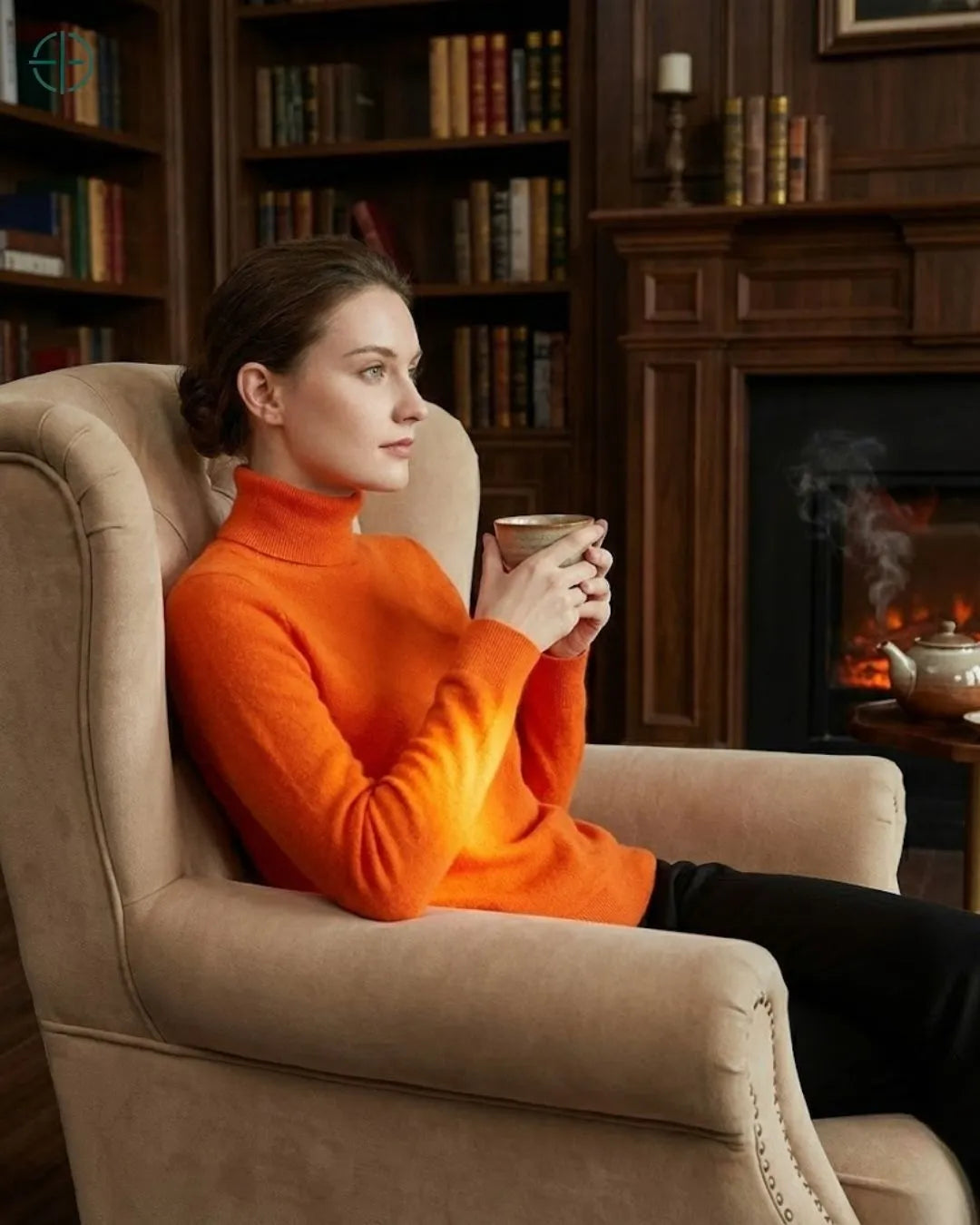 Suéter Feminino Gola Alta 100% Caxemira | Rest Money™