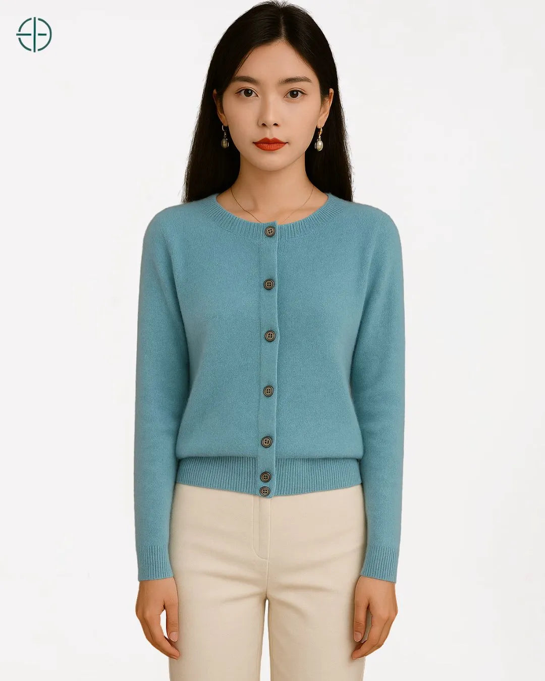 Suéter de Botões Gola Redonda 100% Caxemira | Rest Money™