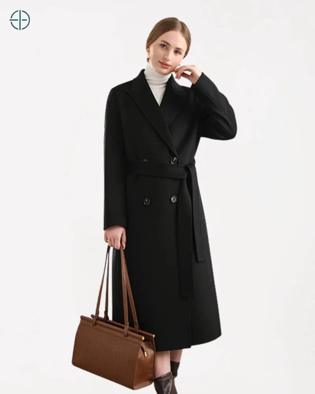 Sobretudo Transpassado com Cinto 100% Caxemira | Rest Money™