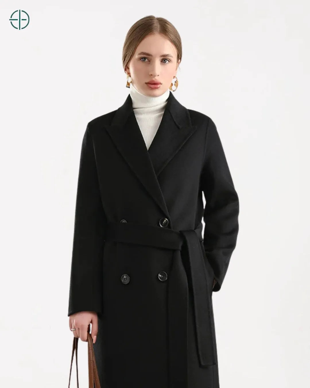 Sobretudo Transpassado com Cinto 100% Caxemira | Rest Money™