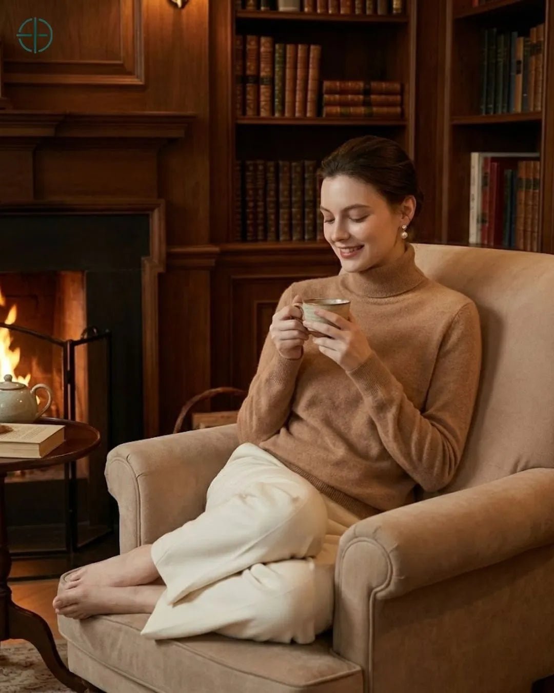 Suéter Feminino Gola Alta 100% Caxemira | Rest Money™