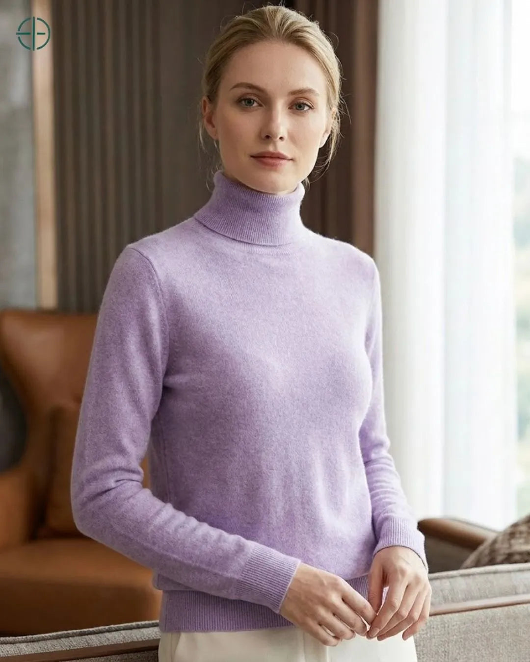 Suéter Feminino Gola Alta 100% Caxemira | Rest Money™