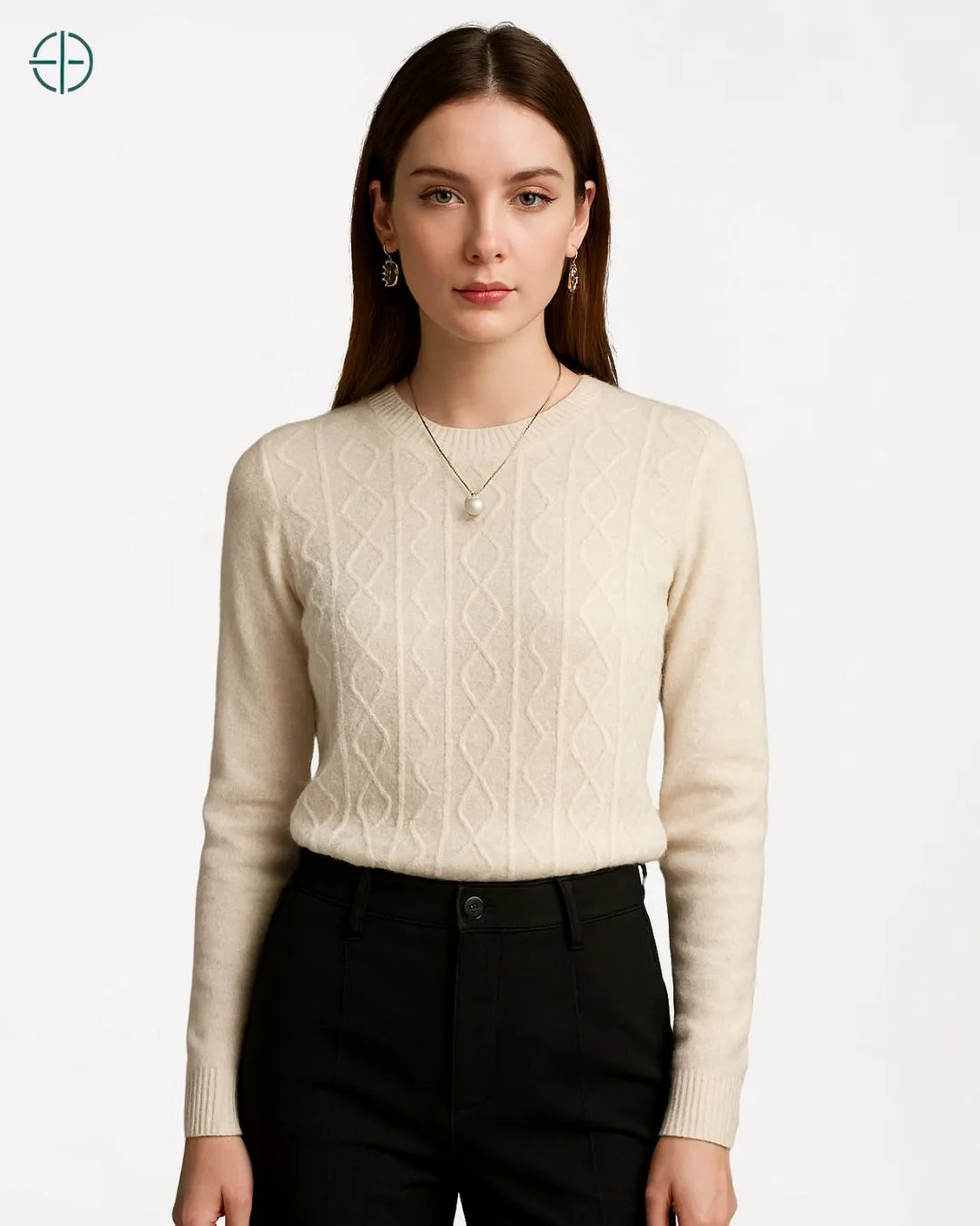 Suéter Gola Redonda Texturizado 100% Caxemira | Rest Money™