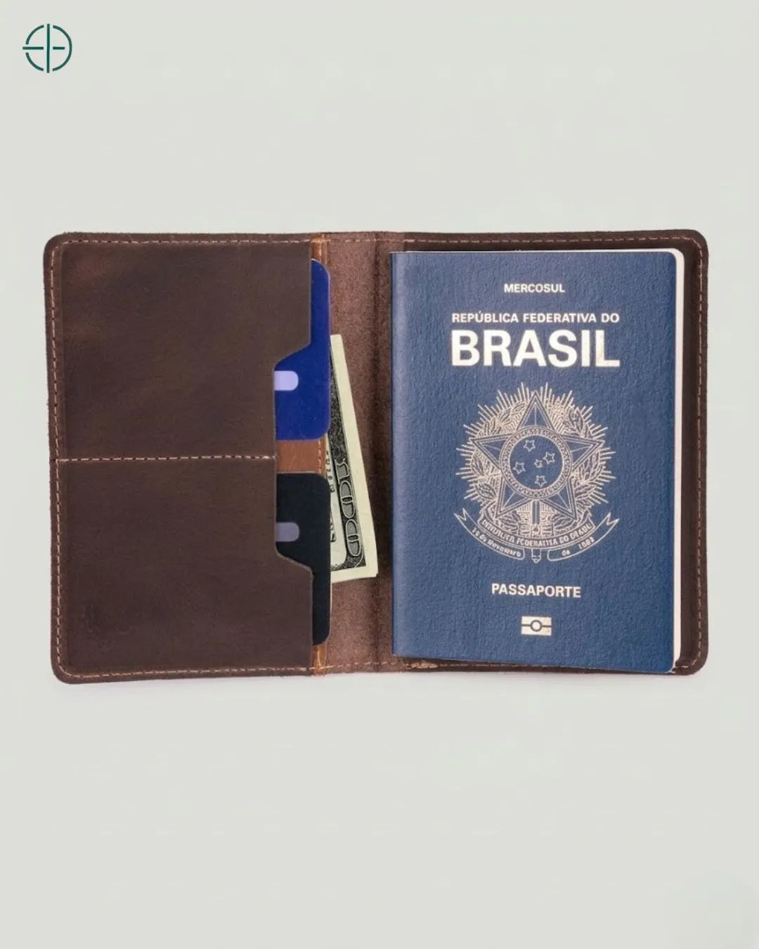 Porta Passaporte Masculino Florença Marrom Escuro 100% Couro Legítimo | Rest Money™