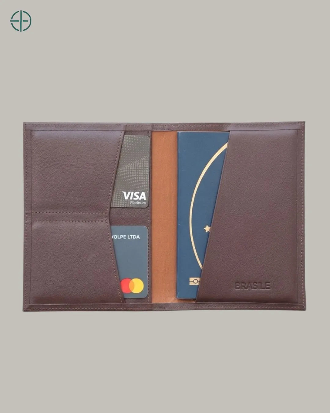 Porta Passaporte Masculino Brasil Marrom 100% Couro Legítimo | Rest Money™