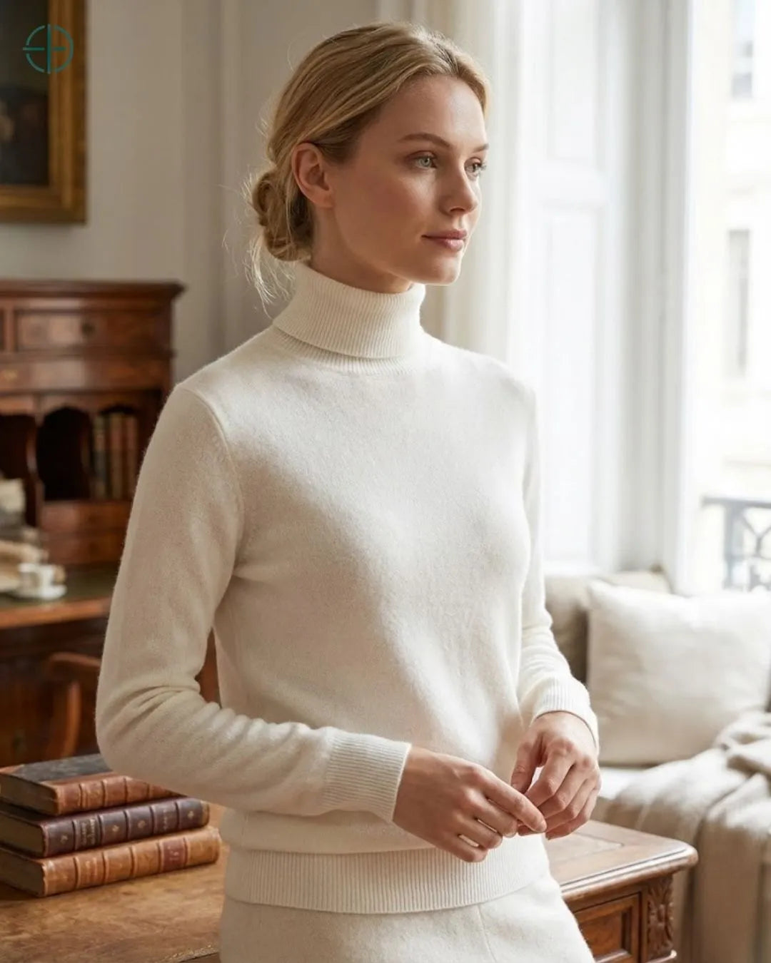 Suéter Feminino Gola Alta 100% Caxemira | Rest Money™