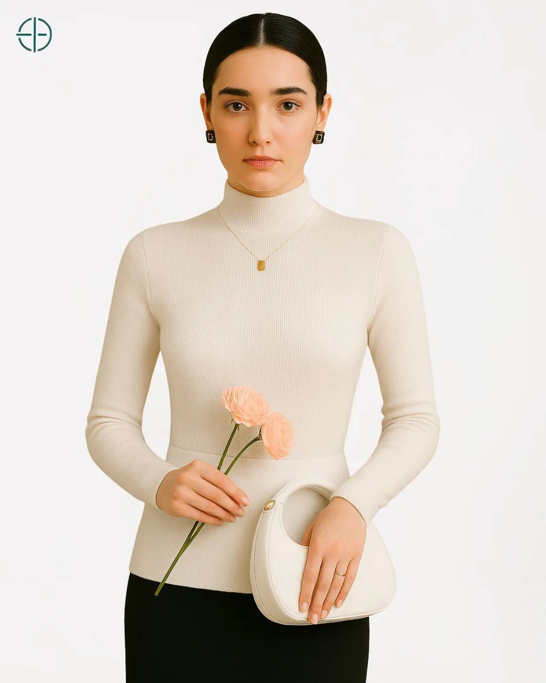 Suéter Gola Alta Canelado Slim 100% Caxemira | Rest Money™