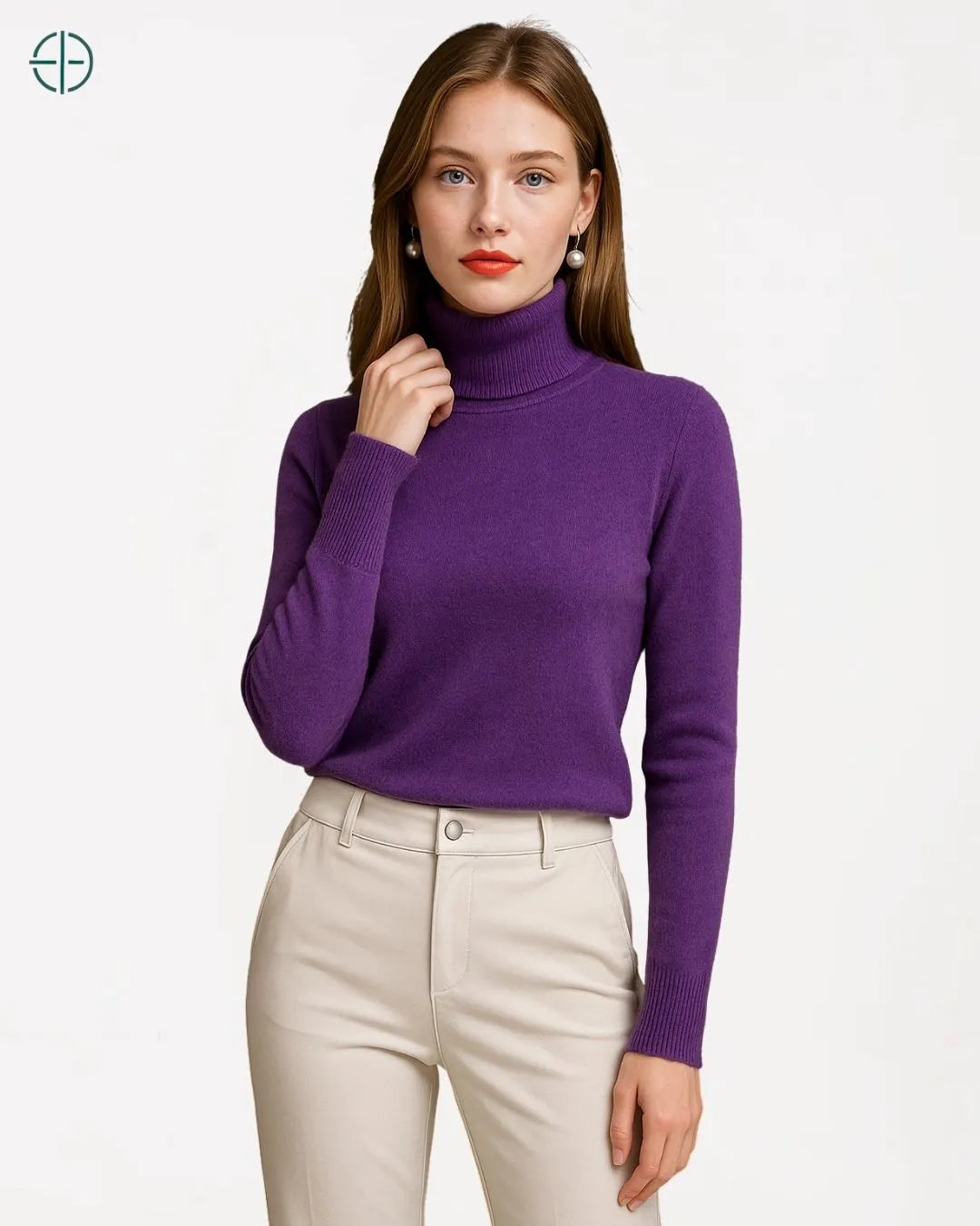 Suéter Feminino Gola Alta 100% Caxemira | Rest Money™