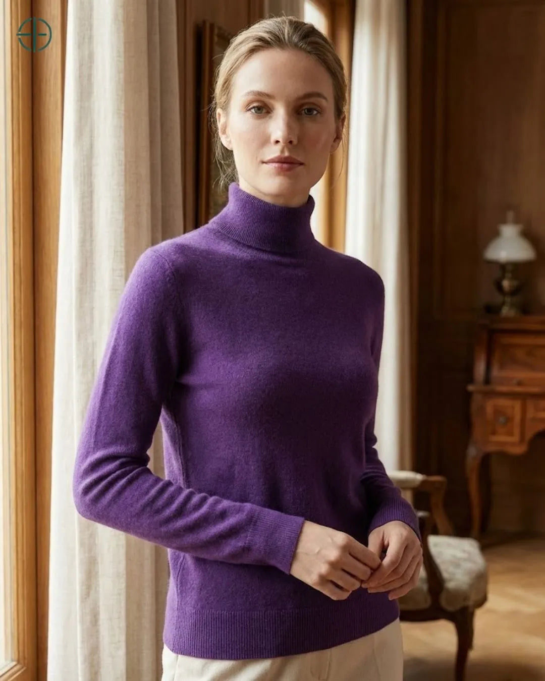 Suéter Feminino Gola Alta 100% Caxemira | Rest Money™
