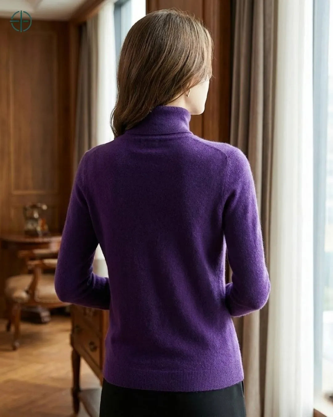 Suéter Feminino Gola Alta 100% Caxemira | Rest Money™