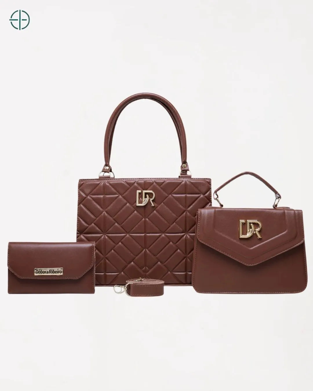Kit 2 Bolsas Transversal + Carteira Debora Ribeiro Caramelo