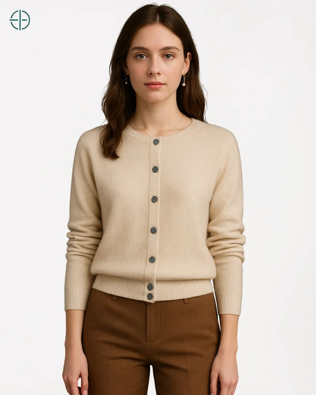 Suéter de Botões Gola Redonda 100% Caxemira | Rest Money™