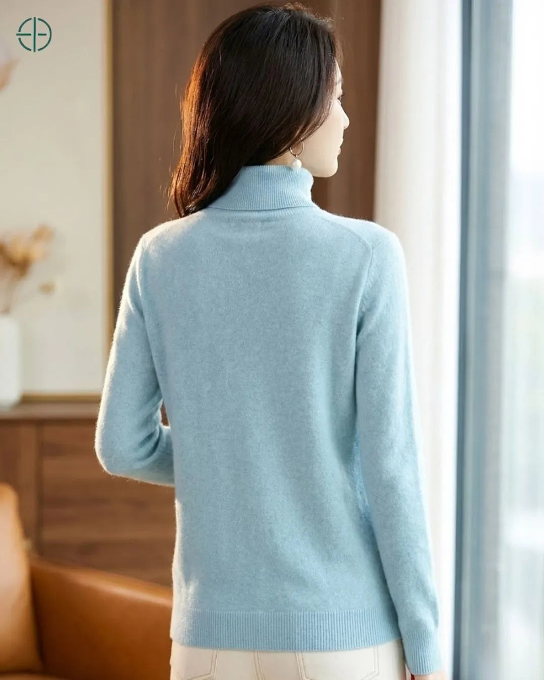 Suéter Feminino Gola Alta 100% Caxemira | Rest Money™