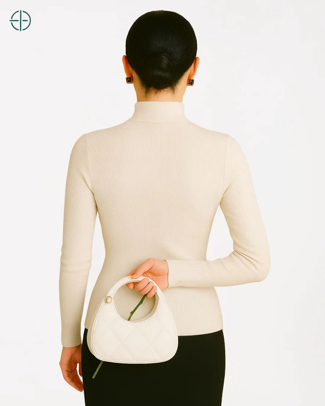 Suéter Gola Alta Canelado Slim 100% Caxemira | Rest Money™