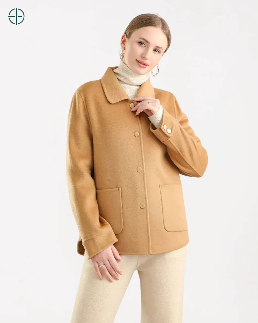 Jaqueta de Botões e Bolsos Quadrados 100% Caxemira | Rest Money™