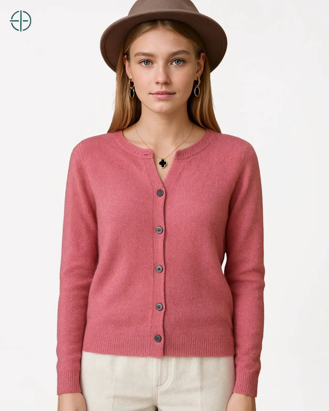 Suéter de Botões Gola Redonda 100% Caxemira | Rest Money™