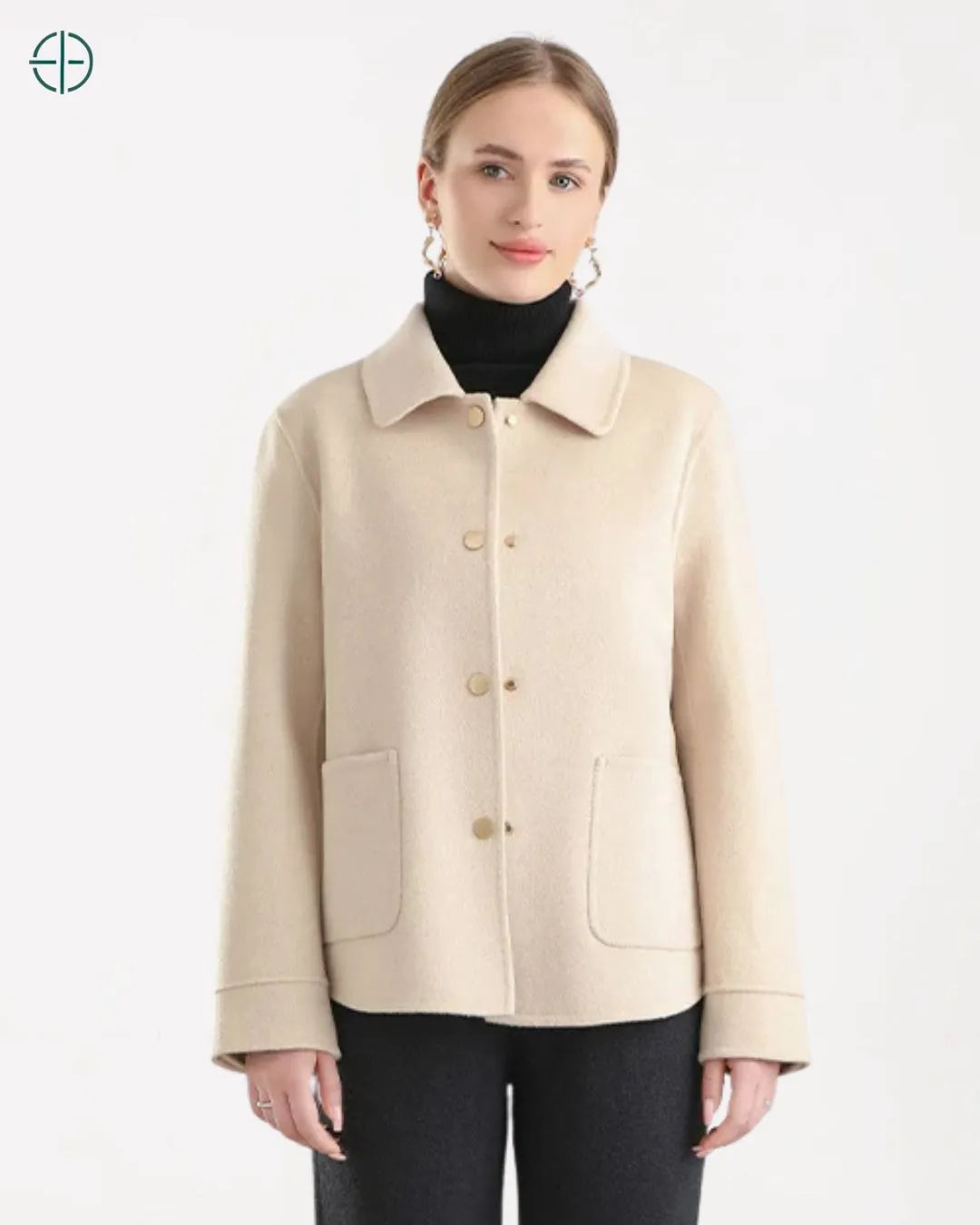 Jaqueta de Botões e Bolsos Quadrados 100% Caxemira | Rest Money™