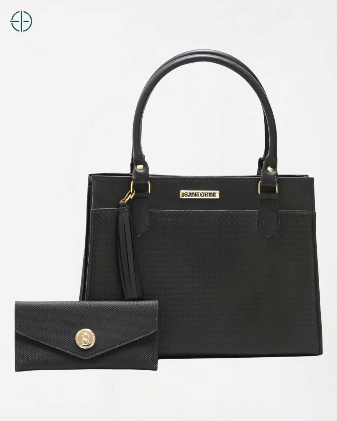 Bolsa Feminina Grande + Carteira Santorini Handbag Preto