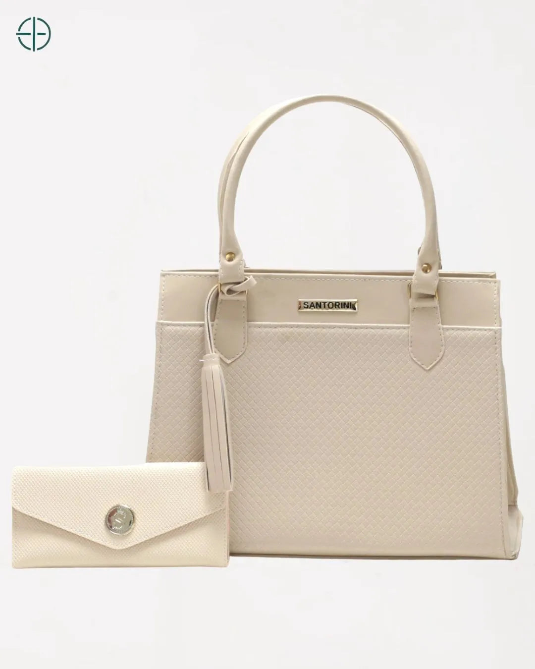 Bolsa Feminina Grande + Carteira Santorini Handbag Creme