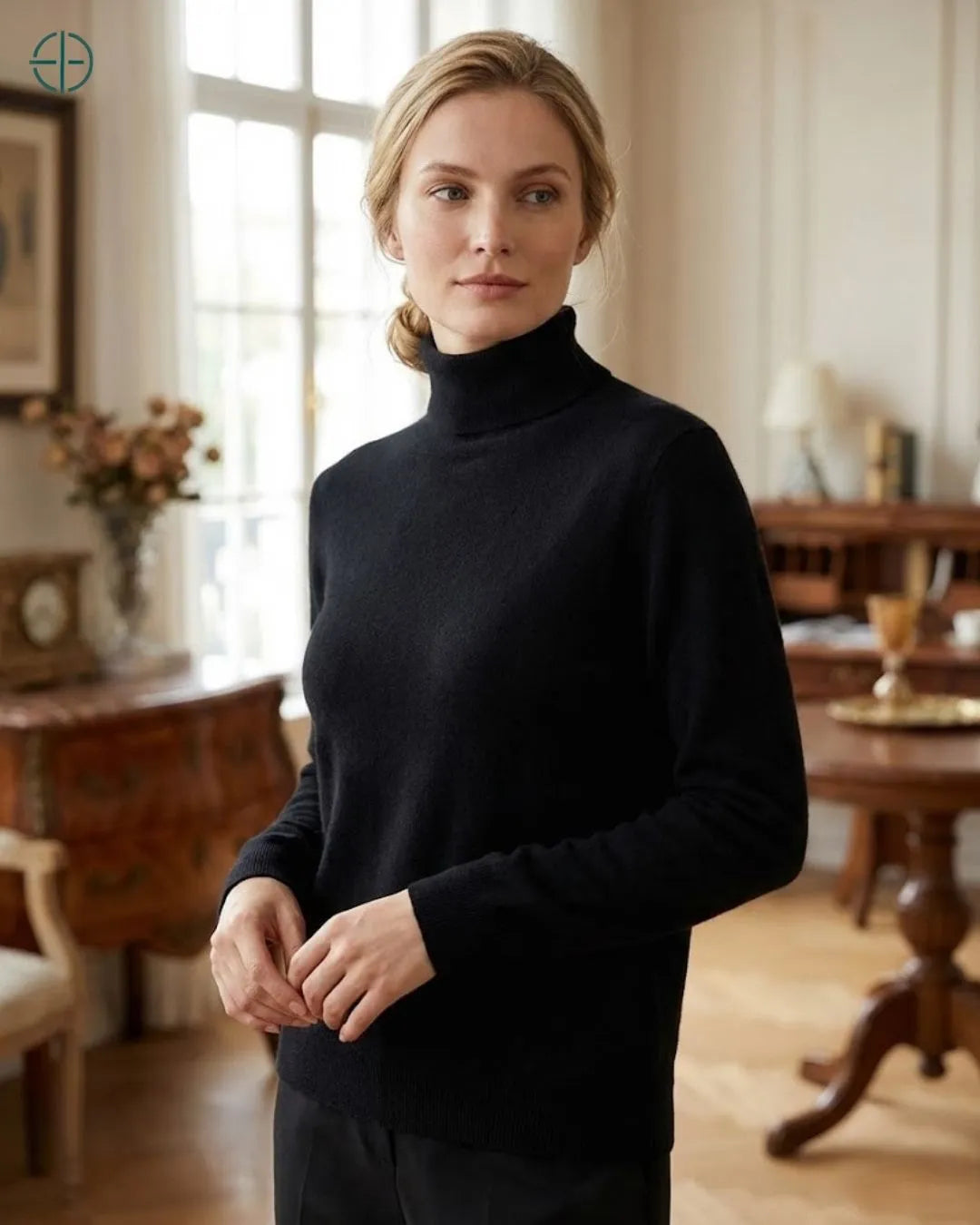 Suéter Feminino Gola Alta 100% Caxemira | Rest Money™
