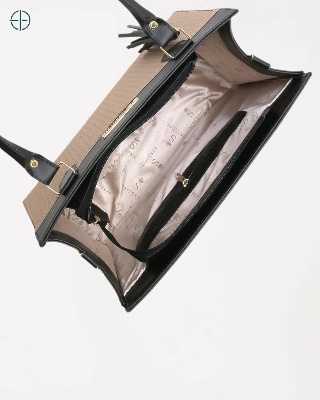 Bolsa Feminina Grande + Carteira Santorini Handbag Preto-Nude