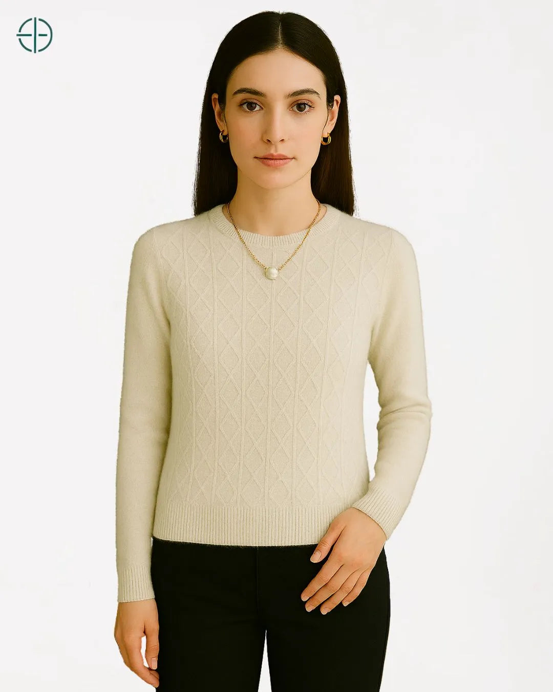 Suéter Gola Redonda Texturizado 100% Caxemira | Rest Money™