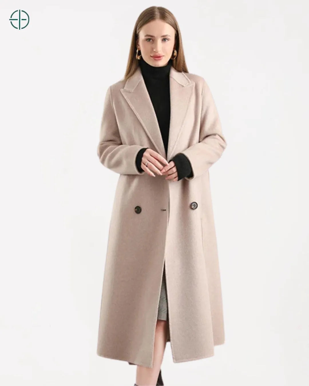 Sobretudo Transpassado com Cinto 100% Caxemira | Rest Money™