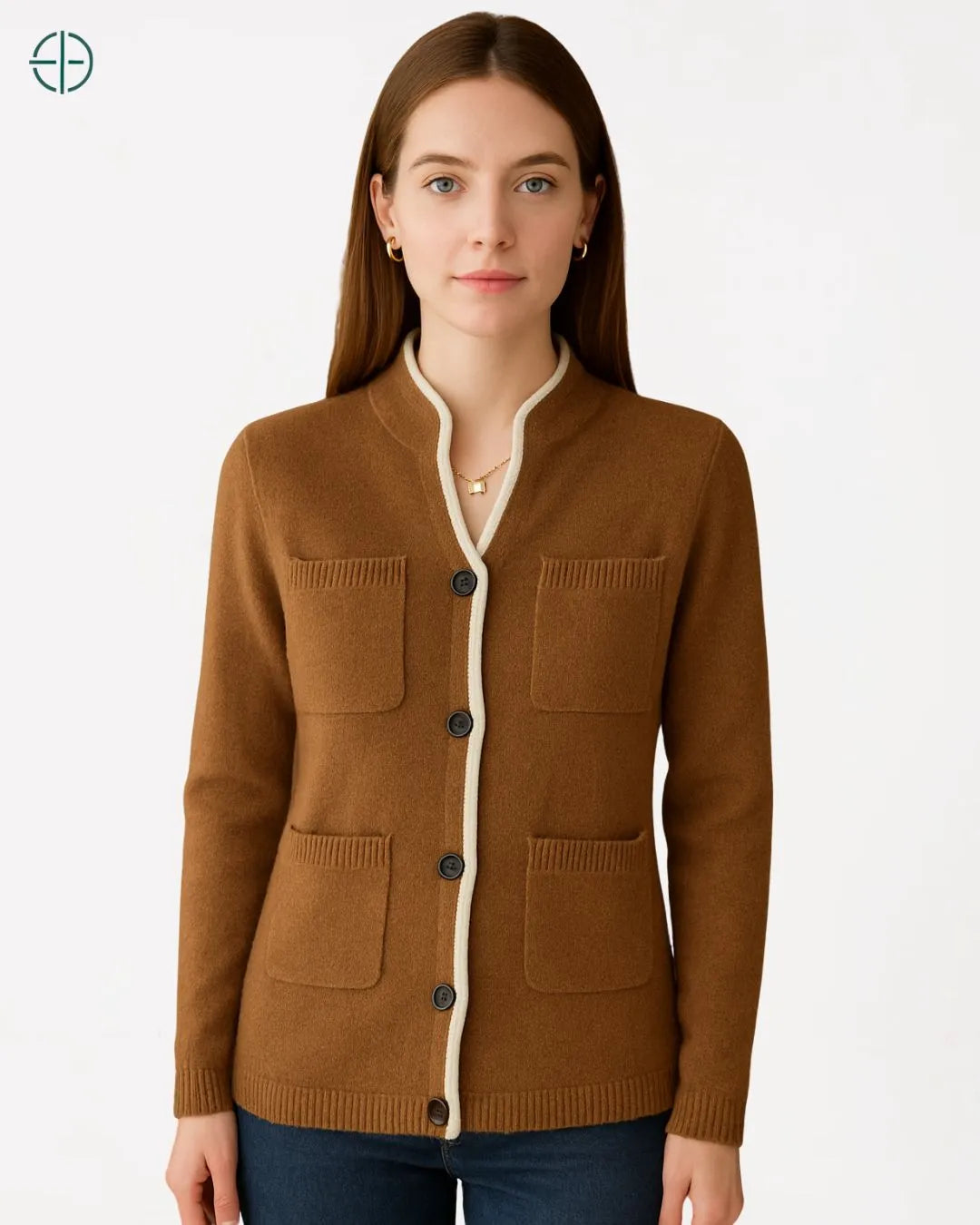 Jaqueta com Debrum Contrastante 100% Caxemira | Rest Money™