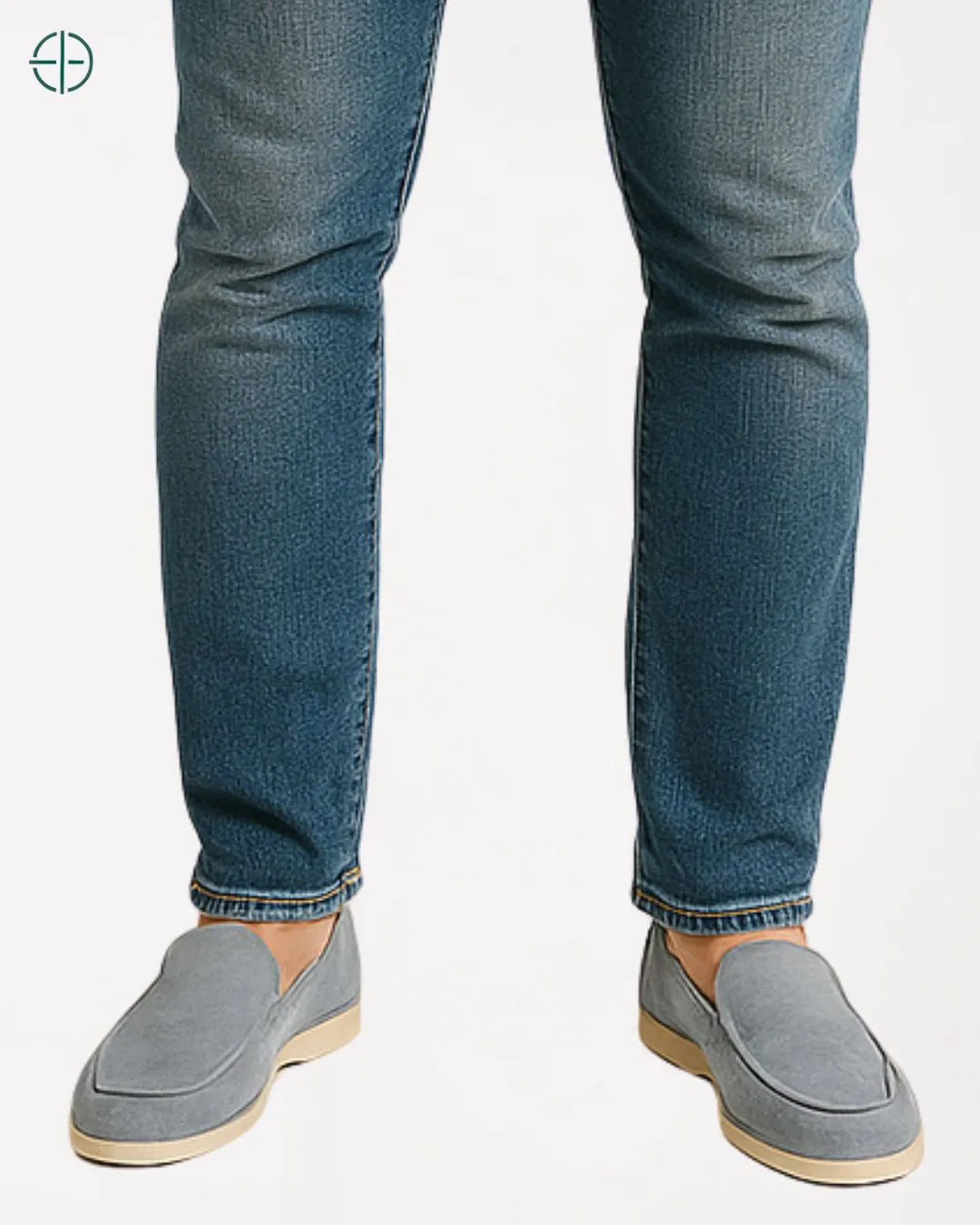 Mocassim de Camurça Old Money Azul Neblina | Rest Money™