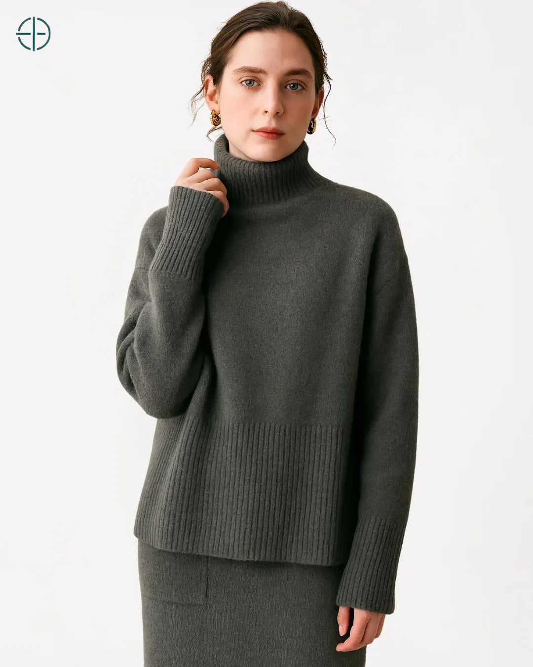 Suéter Gola Alta Oversized 100% Caxemira | Rest Money™